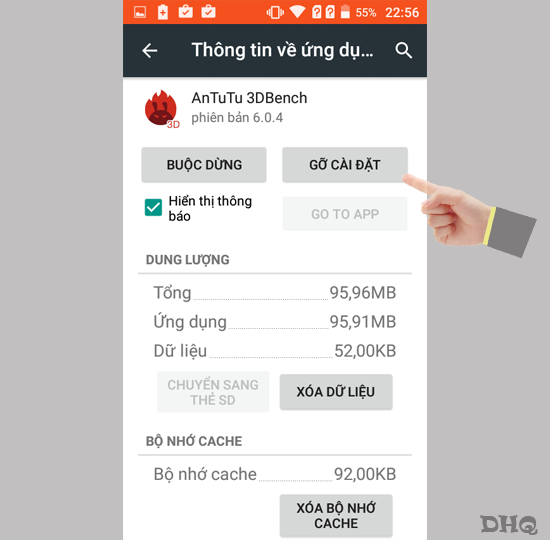 Chọn gỡ cài đặt